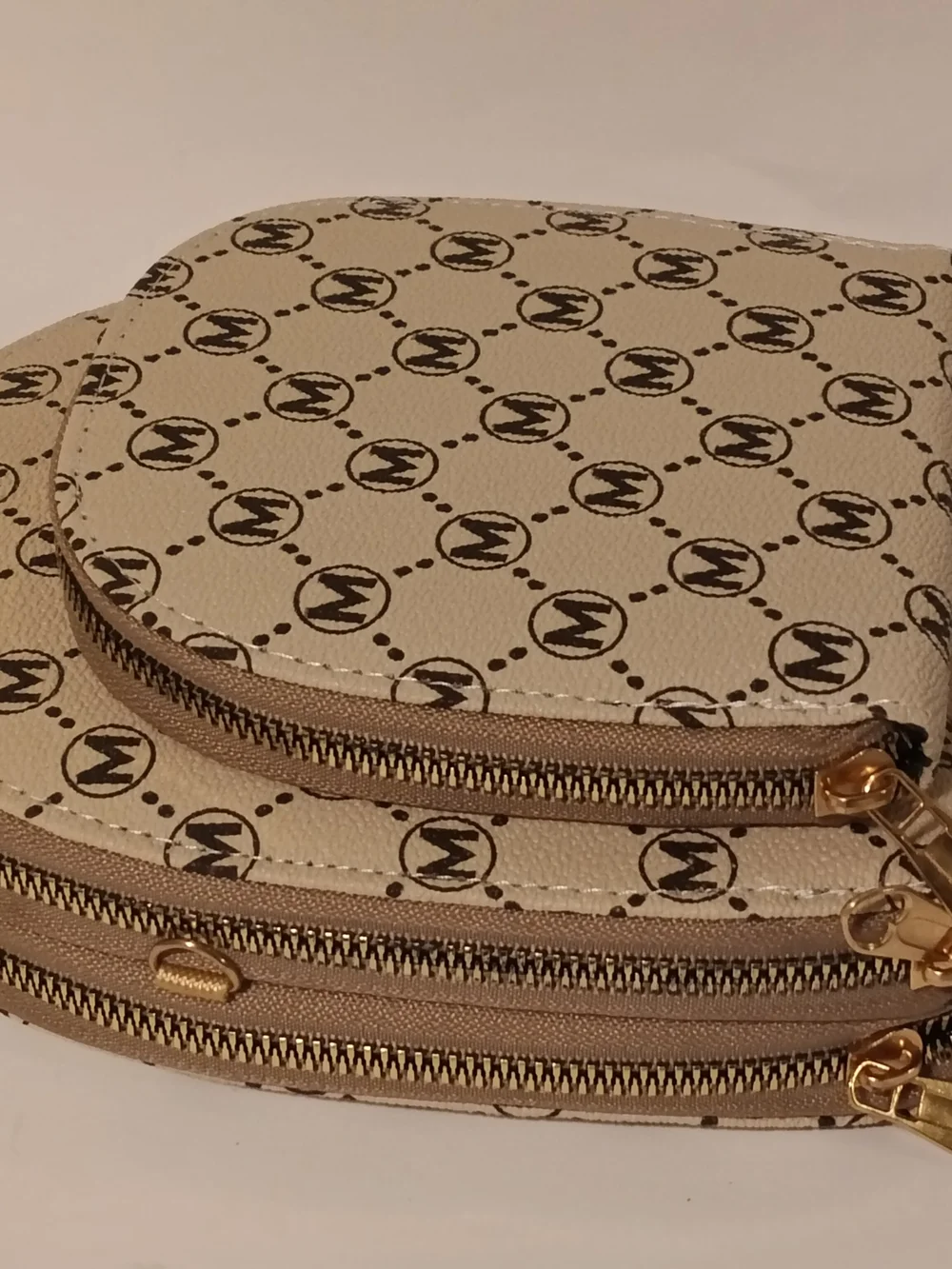 Mini Cream and Black Logo-Pattern Crossbody Bag, Essential Bags Brand New